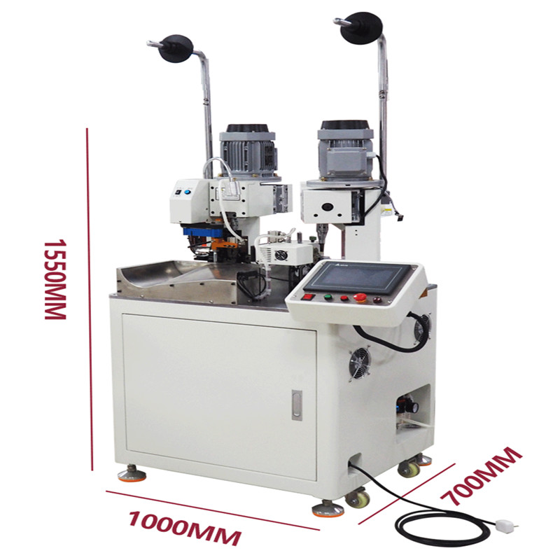 Double head terminal machine, automatic machine, wire cutting, peeling, and ending machine, full automatic machine, double head machine