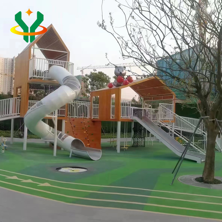 Kindergarten Wooden Slide Children's Outdoor Amusement Park Community Large Wooden Toys Expand Amusement Facilities