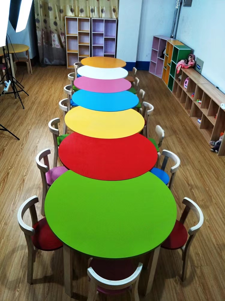 Kindergarten desks, children's tutoring classes, training classes, early education desk combinations, primary school students' painting and art classes, desks and chairs, solid wood