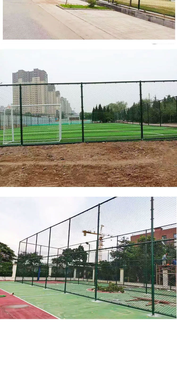 Hezhong Outdoor Basketball court Football Stadium Protective Fence Diamond Wrapped Plastic Hooked Wire Mesh Court Fence Spot