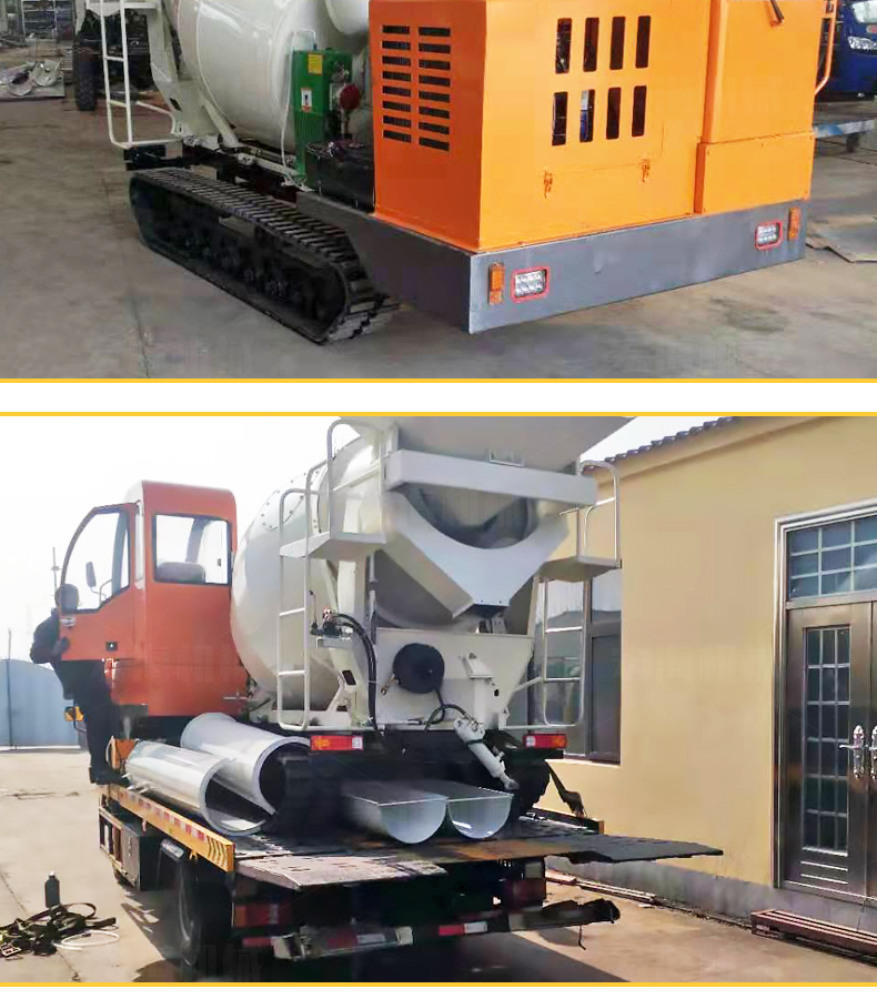 Small diesel concrete mixer truck, self-made cement transport truck, field snail truck, track concrete mixer for mountainous areas