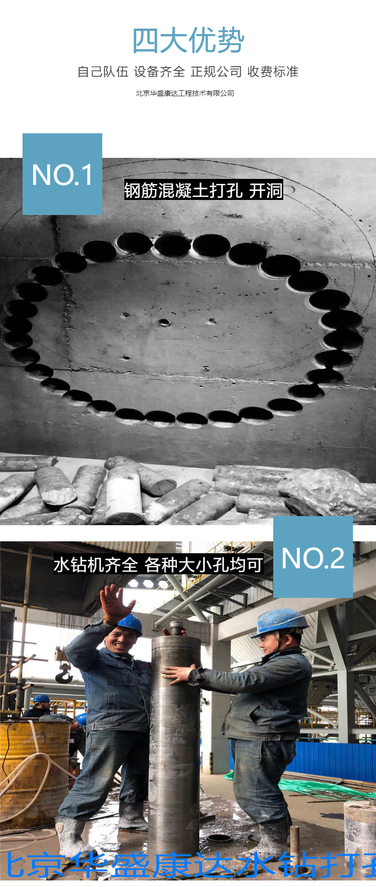 Water drill fire ventilation pipeline opening, floor slab cement ground drilling, anchor bolt installation and drilling