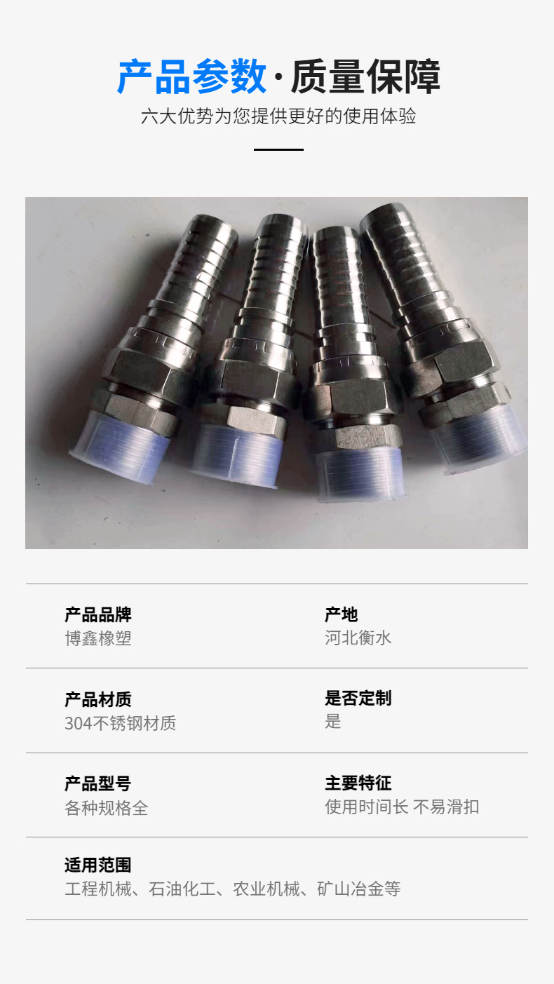 Stainless Steel Joint Hydraulic Wire Metric British American Rubber Pipe Joint Compression Type Carbon Steel Connector Boxin