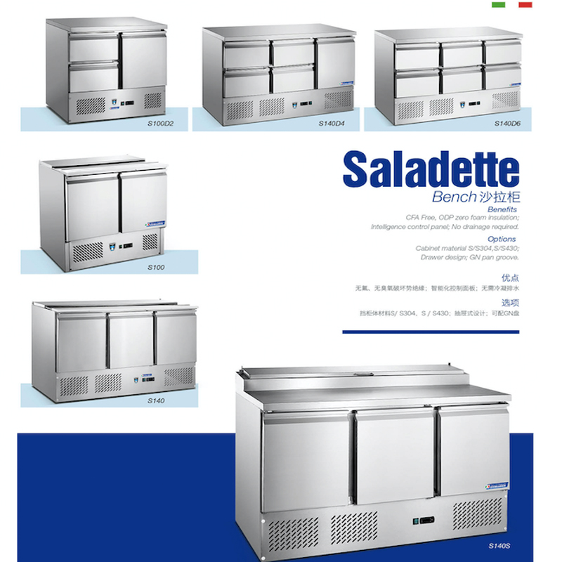 Barbecue Shop Salad Refrigerator Opened Cutting Table Refrigerator Number of Dishes Workbench Refrigerator