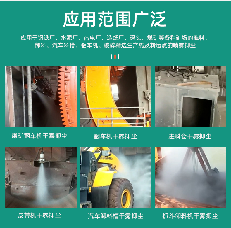 Manufacturer of high-pressure dry fog dust removal equipment for supersonic pneumatic siphon atomization dry fog dust suppression device at discharge port