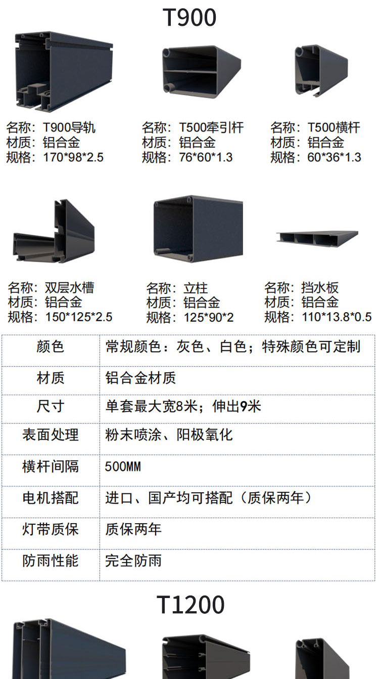 Outdoor folding canopy electric sunshade provides sunshade and rainproof effect, Yuanjiang