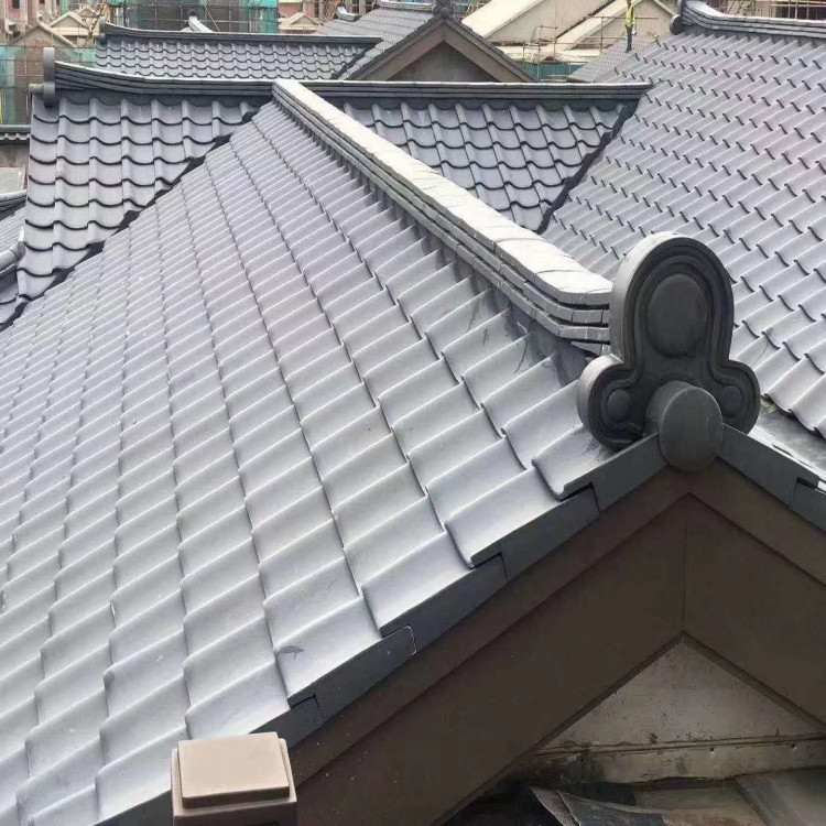 Grey Japanese and Wahe Wa Drip Silver Fumigated Tube Tile Daise Ancient Building Tile Manufacturer Customized Sheng Ceramics