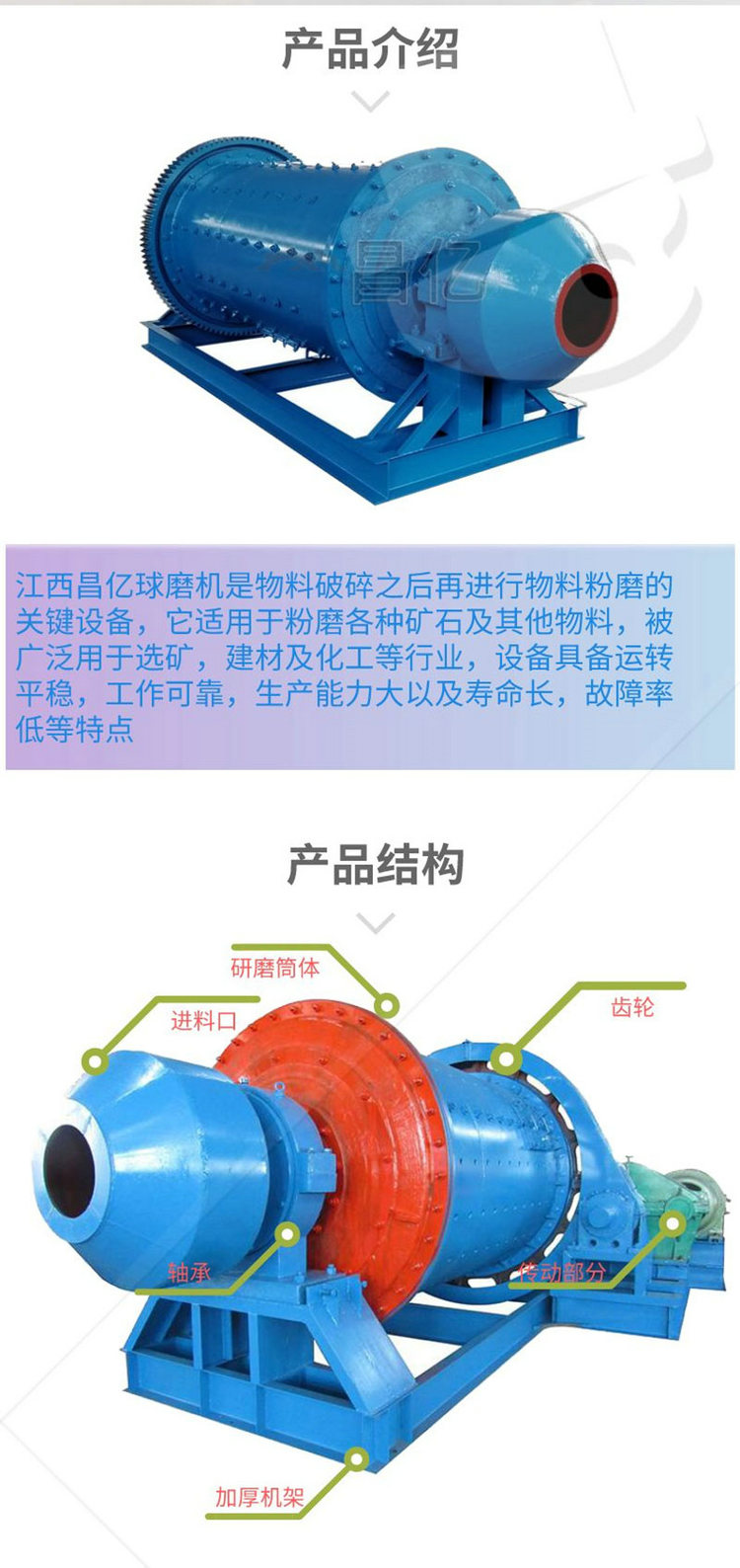 Large grid ball mill iron slag steel slag aluminum slag rod mill iron powder grinding equipment