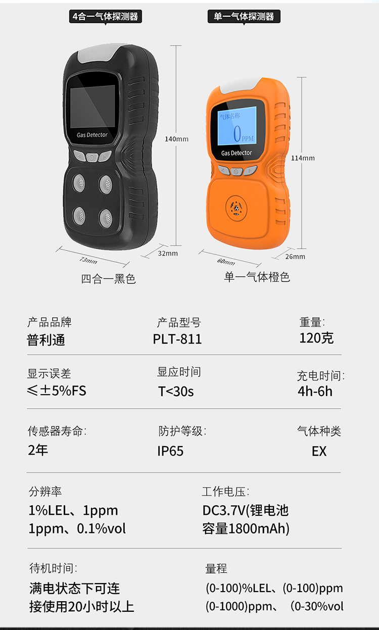 PLT811-EX Portable Single Combustible Gas Detector Handheld Voice Continuous Gas Detector