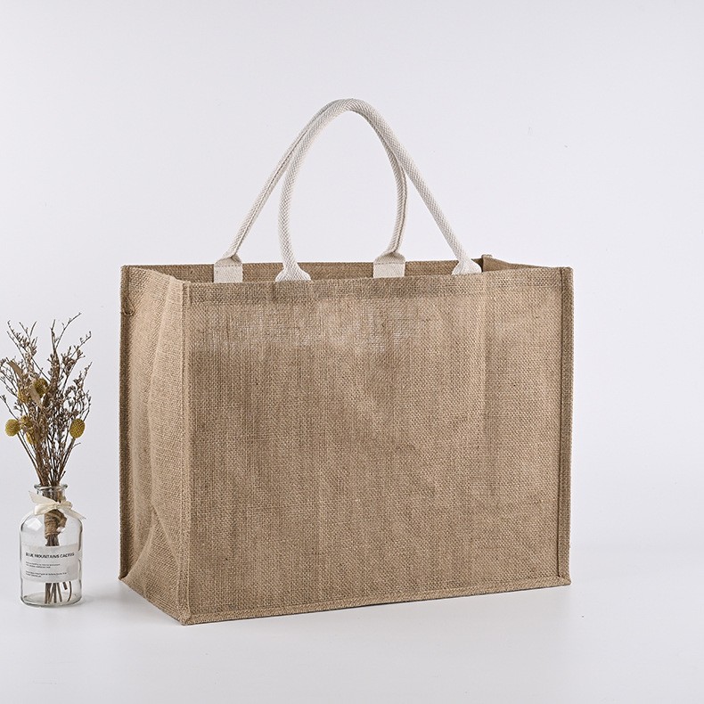 Kaisen Hemp Bag Customization Handheld Laminated Jute Shopping Bag Wholesale Customization Printing