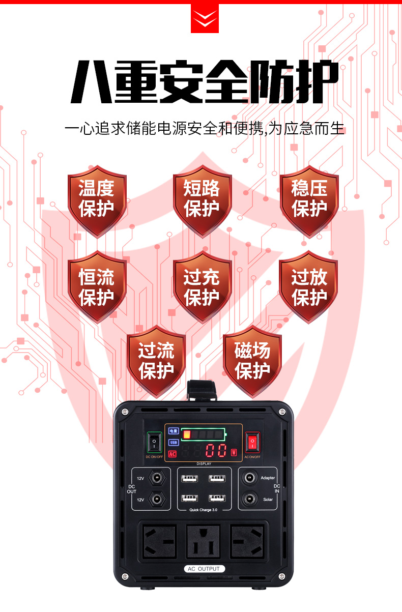 Pushco multifunctional emergency power supply, commonly used in household emergency standby, large power output U500