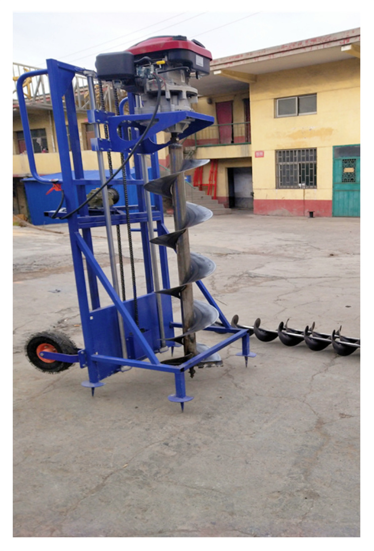 Chuangfeng Photovoltaic Pile Guide Hole Grouting Pile Driller with Wheeled Hand Support Dual purpose Drill 1 to 3 meter Pit Digger