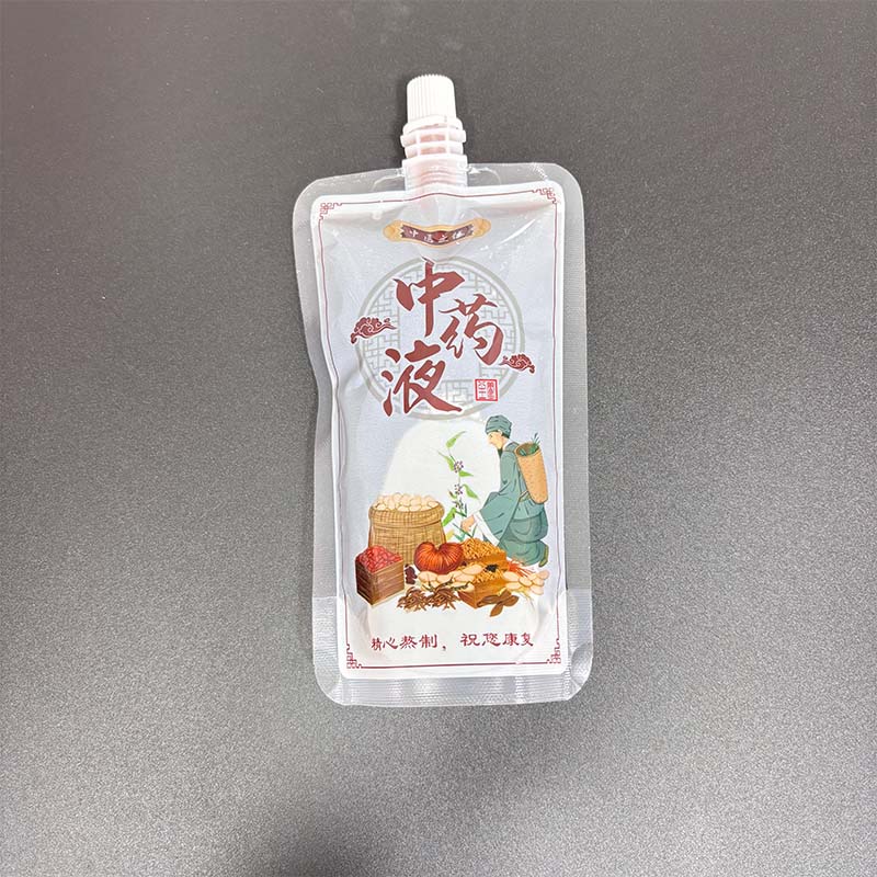 Traditional Chinese medicine liquid packaging bag Liquid traditional Chinese medicine roll film beverage soybean milk suction nozzle self standing bag spot support customization