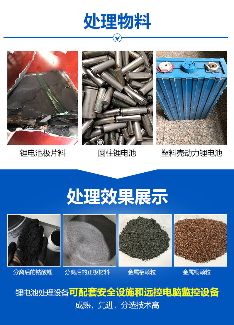 Scrap lithium battery positive electrode material crushing and powder recycling equipment Power battery disassembly equipment