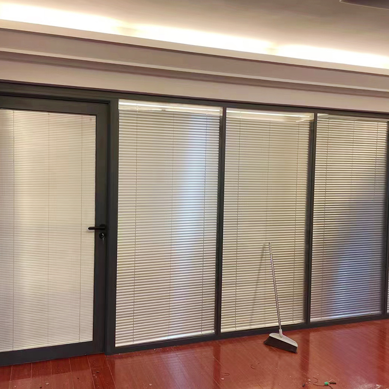 Customized office glass partition, double glass hollow louver, tempered glass partition wall, sound insulation, aluminum alloy high partition