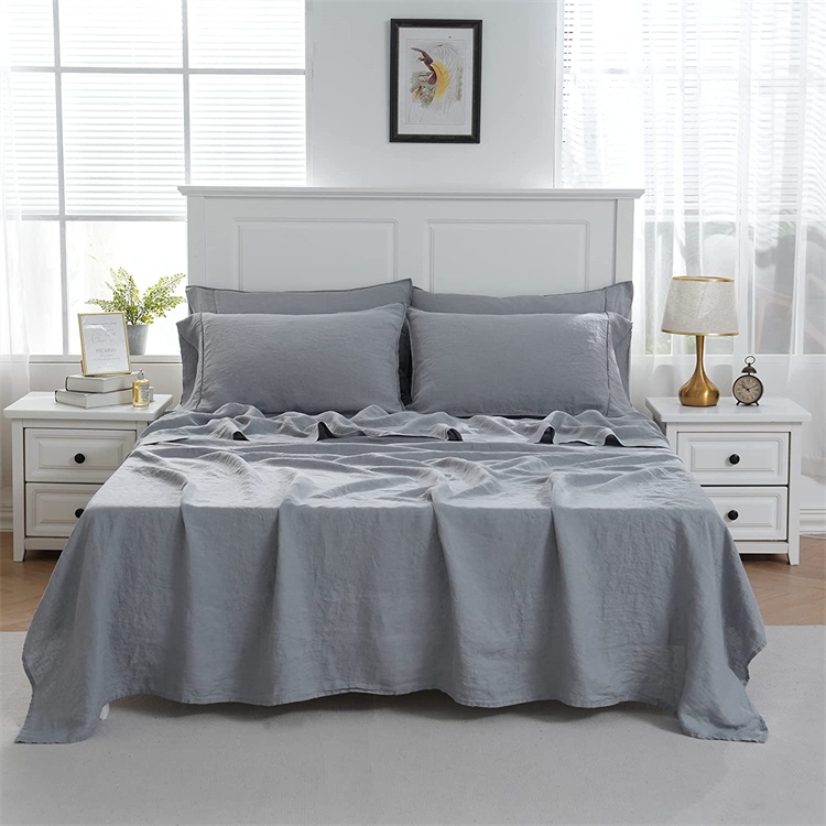 Linen home textile bedding, sofa curtains, blue fabric, dyed, washed, comfortable fabric, Renwang