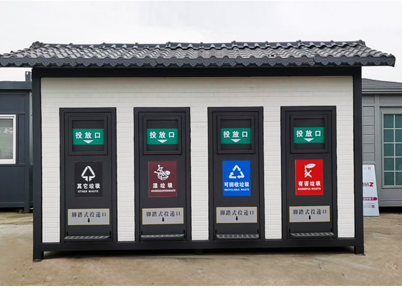 Residential designated garbage disposal station, intelligent garbage room, garbage classification room, wind, rain, and corrosion resistant free design