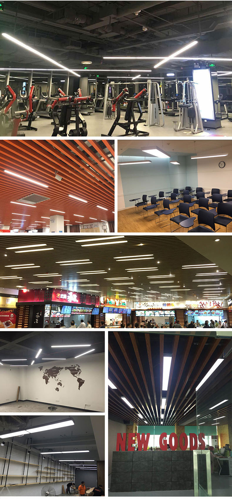 Office ceiling light, shopping mall ceiling LED splicing line light, gym long strip light, square through light, classroom ceiling light