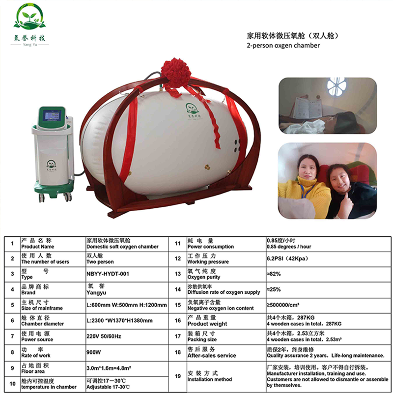 Upgrade the oxygen reputation and use a household micro pressure oxygen chamber for two people. Non medical high pressure oxygen chambers are available in plateau and plain areas