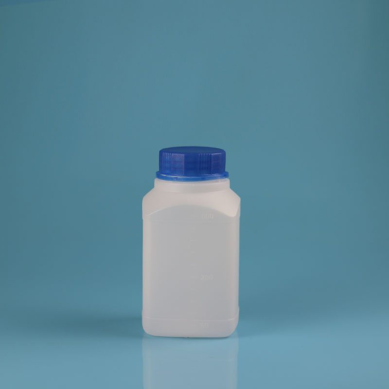 500ML plastic bottle with inner cap, HDPE lock cap, large mouth square bottle, semi transparent liquid bottle, graduated wide mouth bottle