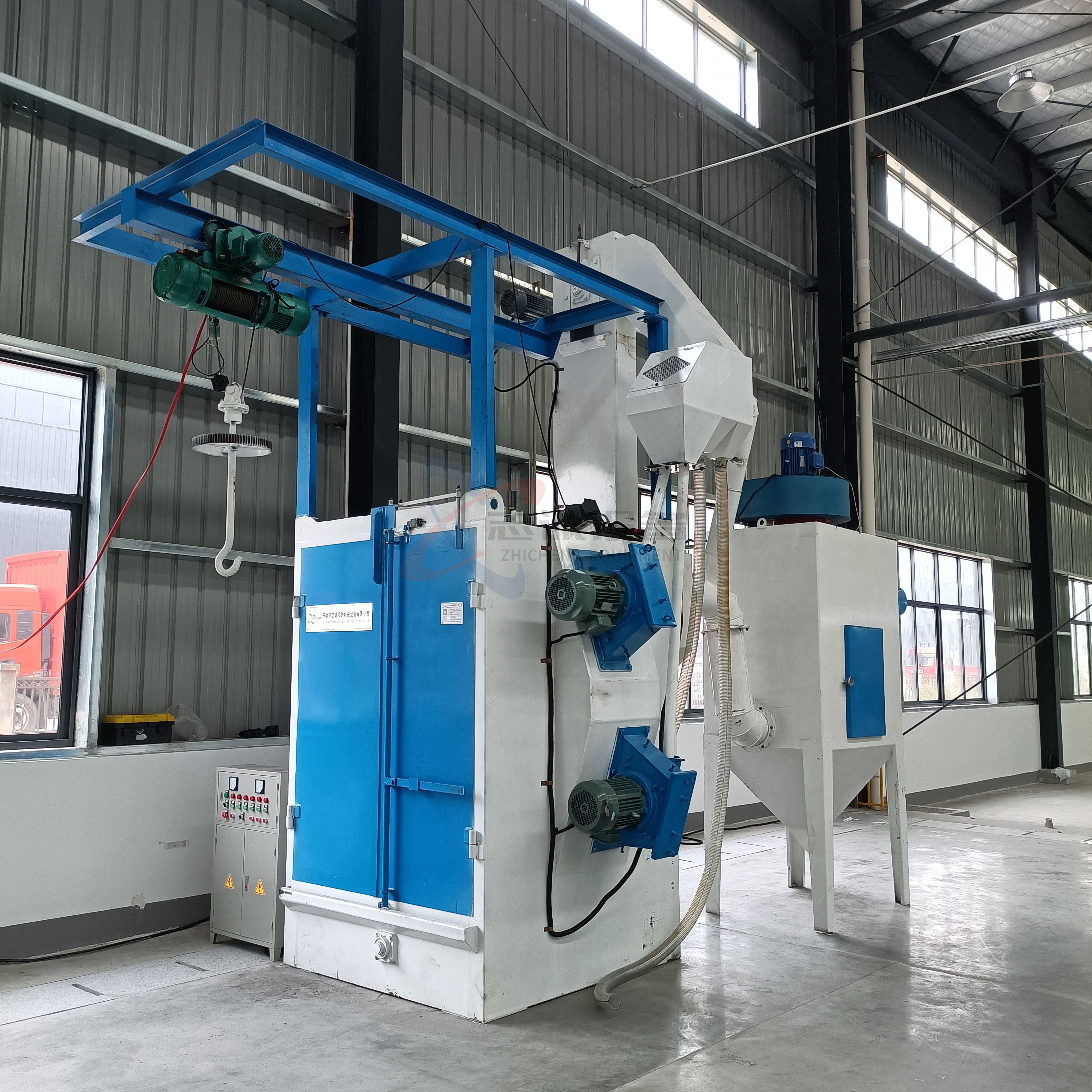 Large hook type shot blasting machine, batch cleaning, rust removal, polishing, sandblasting and shot blasting machine for steel shot blasting surface