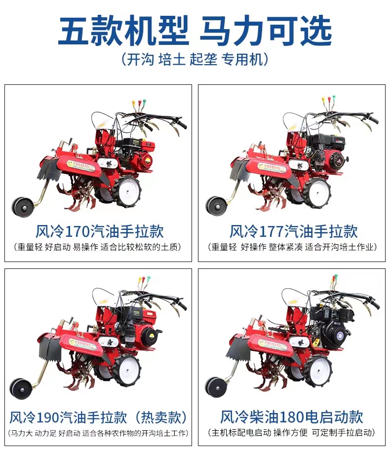 Ginger Planting Trencher ZC-190 Agricultural Gasoline Field Management Micro Tiller Greenhouse Orchard Trencher