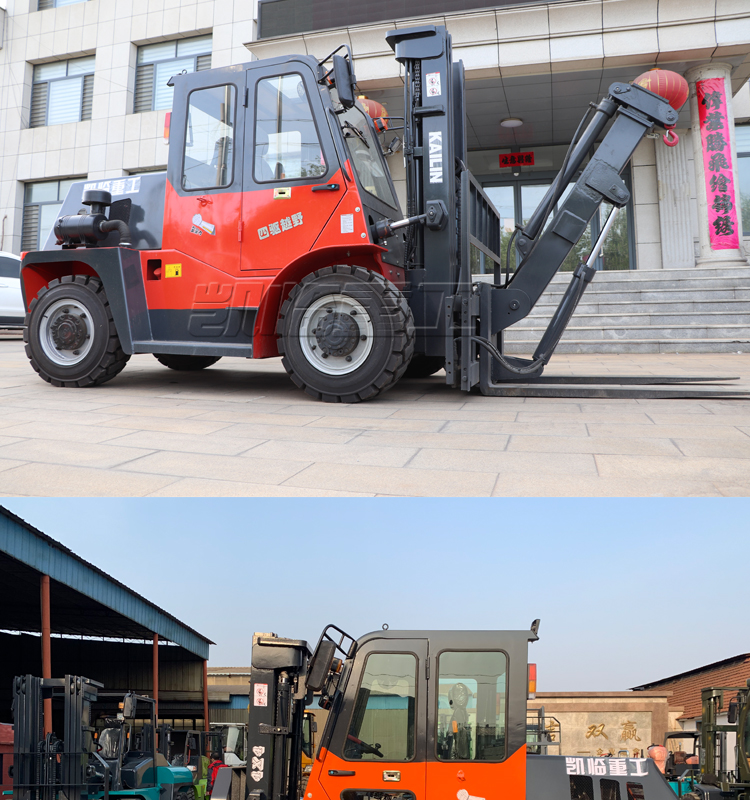 Off road forklift, four-wheel drive, 3-ton large construction site stacker, supports customization of various accessories, 5-ton diesel forklift manufacturer