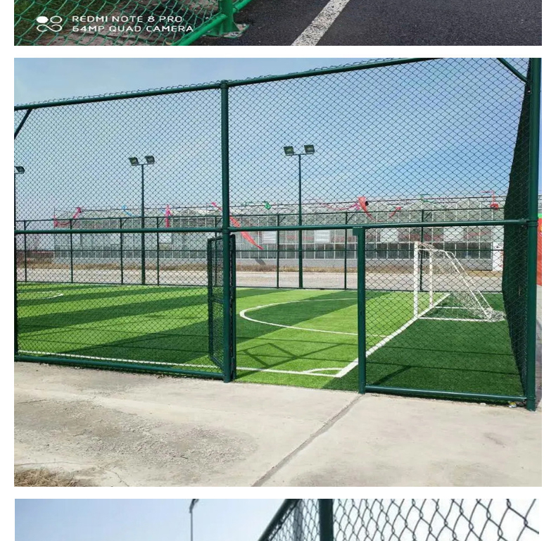 Installation of sports field fence with plastic coated iron wire mesh Manufacturer of sports field hooked guardrail net