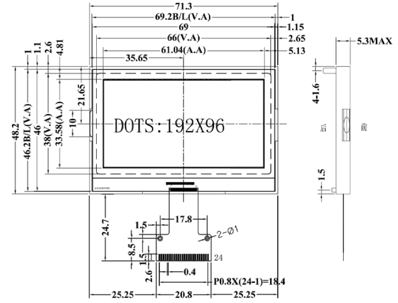 JLX19296G-380-BN Display Module 192 * 96 Dot Matrix COG LCD Screen LCD Screen Soldered FPC