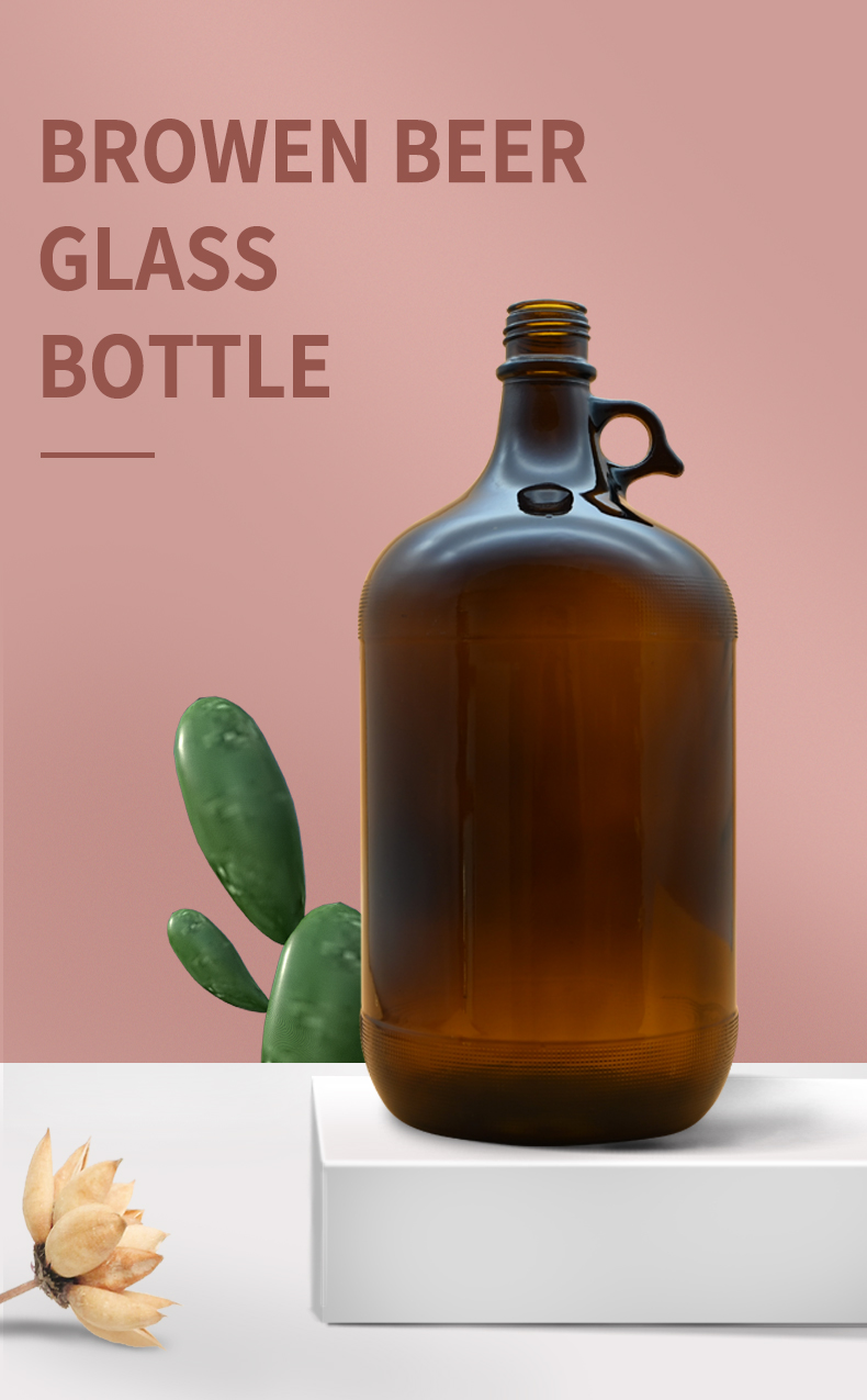 New Brown Beer Bottle 4L Soda Bottle Small Beverage Bottle Large Capacity Glass Bottle with Lid