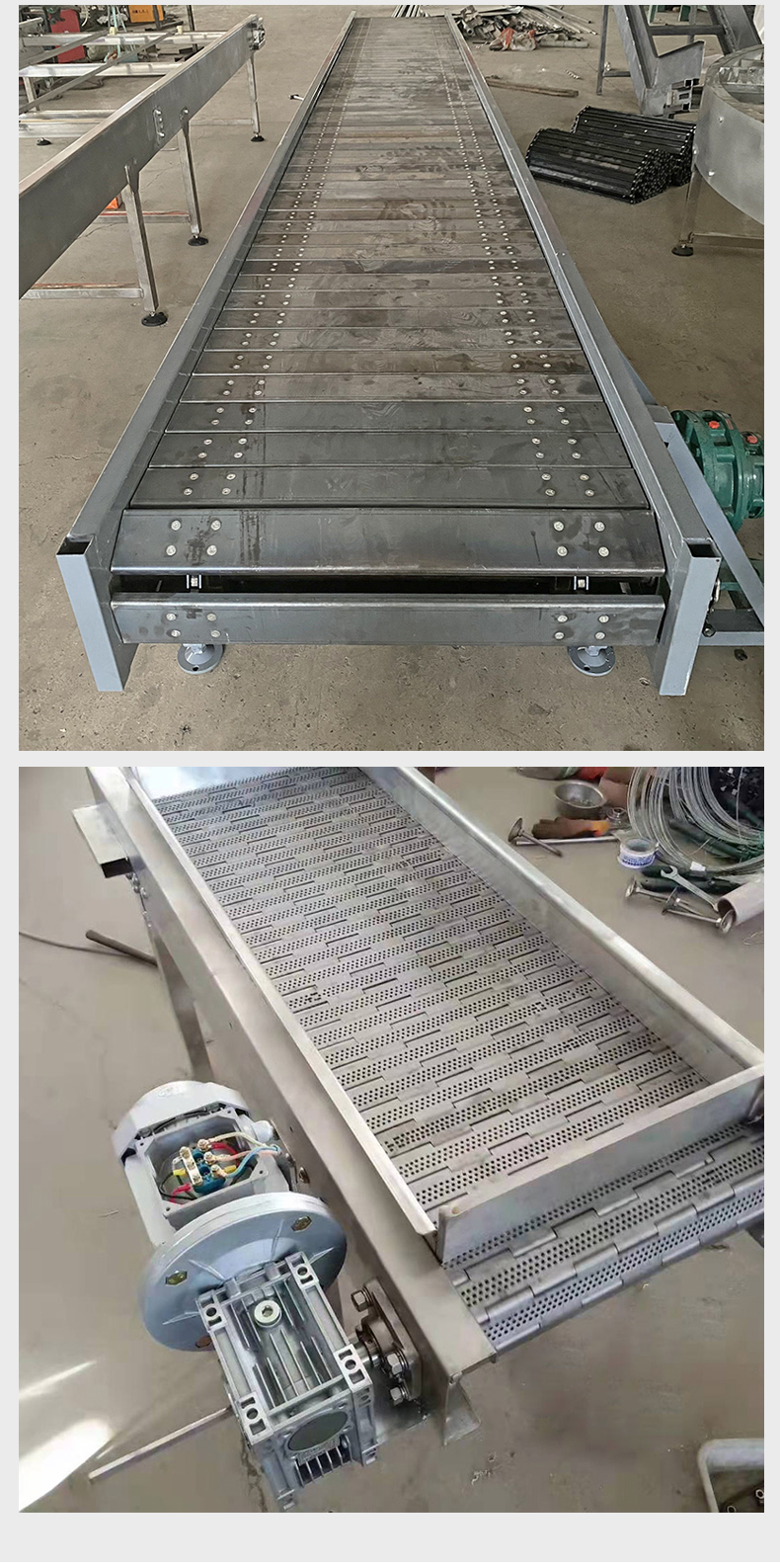 Small air-cooled conveyor chain plate high-pressure fan natural air cooling line high-temperature chain plate cooling conveyor line