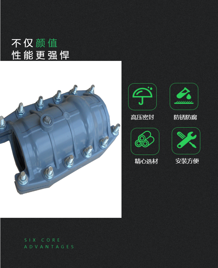 Baoshuo manufacturer provides PVC three-way Haval section PE pipe edge quick connect clamp repair device