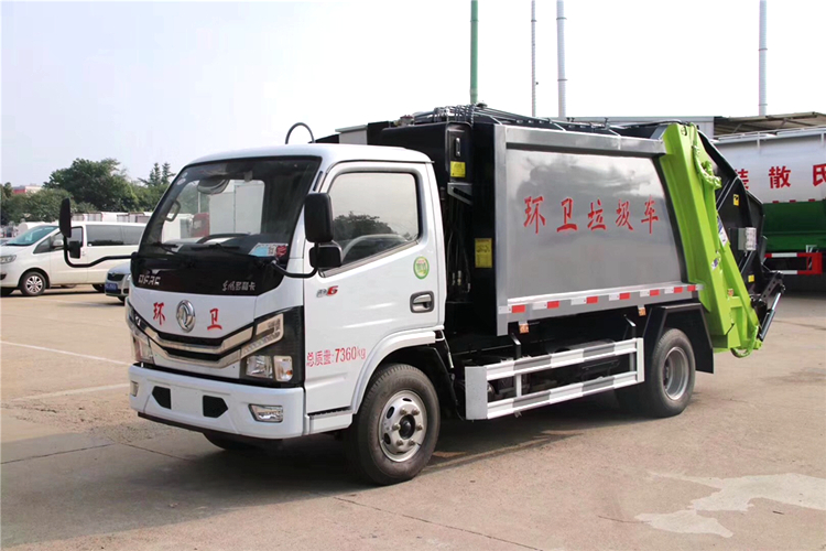 Dongfeng D6 Dorika 7-square compressed Garbage truck The garbage transfer vehicle in the community can be hung with two 240 liter buckets