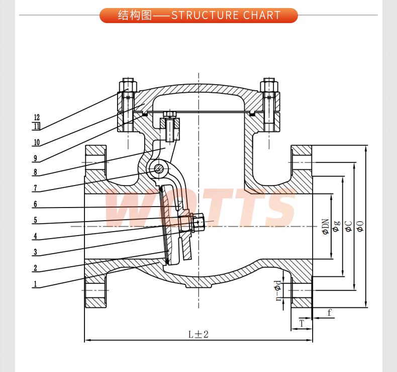 Cast steel swing flange check valve H44H-16C high and medium pressure steam valve check valve extraction