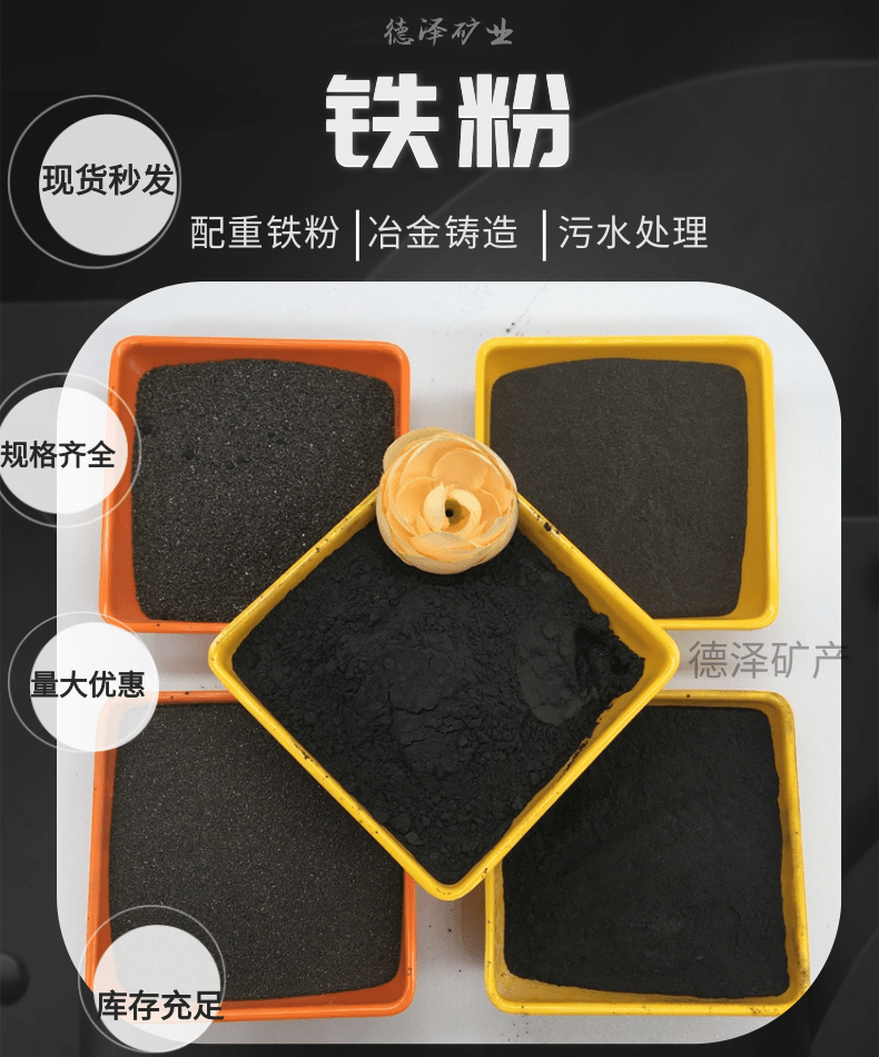 Sand blasting, rust removal, iron sand balance, 200 mesh high density iron sand coated with film sand, and addition of black iron powder for sewage treatment