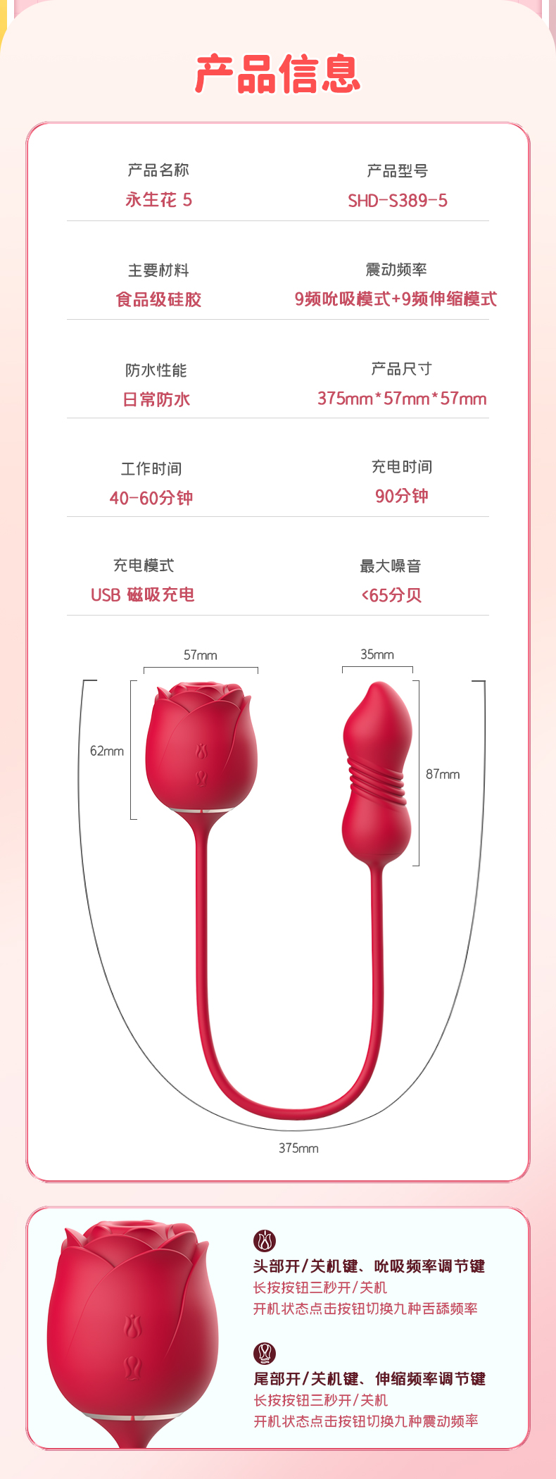 Hande Rose Eternal Flower 5 Sucking, Flapping, and Vibrating Device for Women's In Body Telescopic Egg Jumping and Masturbation Equipment Source