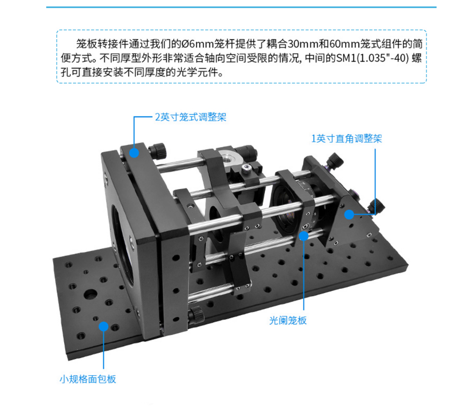 30mm * 30mm cage plate mirror frame, cage type coaxial bracket, lens diameter 25.4mm