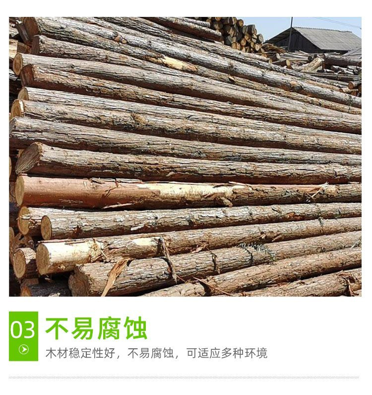 Cunninghamia lanceolata stake, river flood prevention stake, log, larch landscape, greening support pole, round wood base, Hongyuan Building Materials