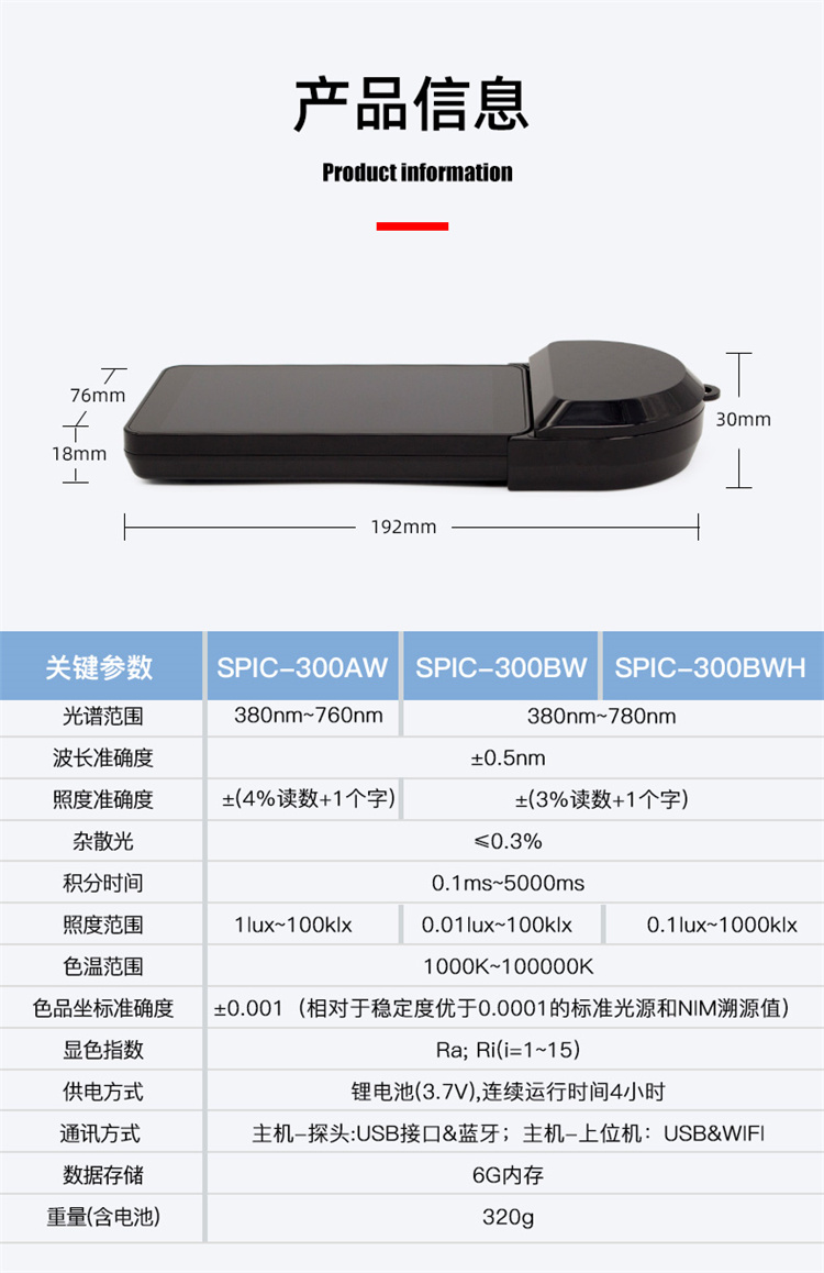 EVERFINE/Remote Portable Handheld Spectrometer SPIC-300AW Big Brand Reliable and Trustworthy