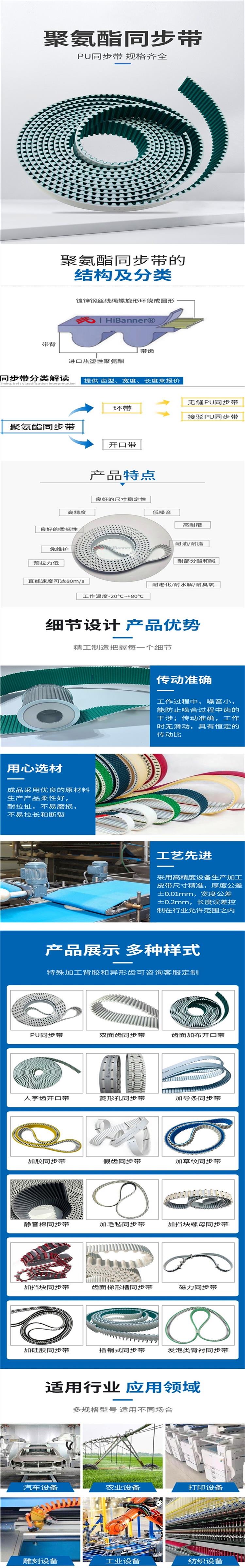 Supply synchronous belt toothed 5M8MS5MS8M polyurethane PU open belt that can be connected and formed in one go