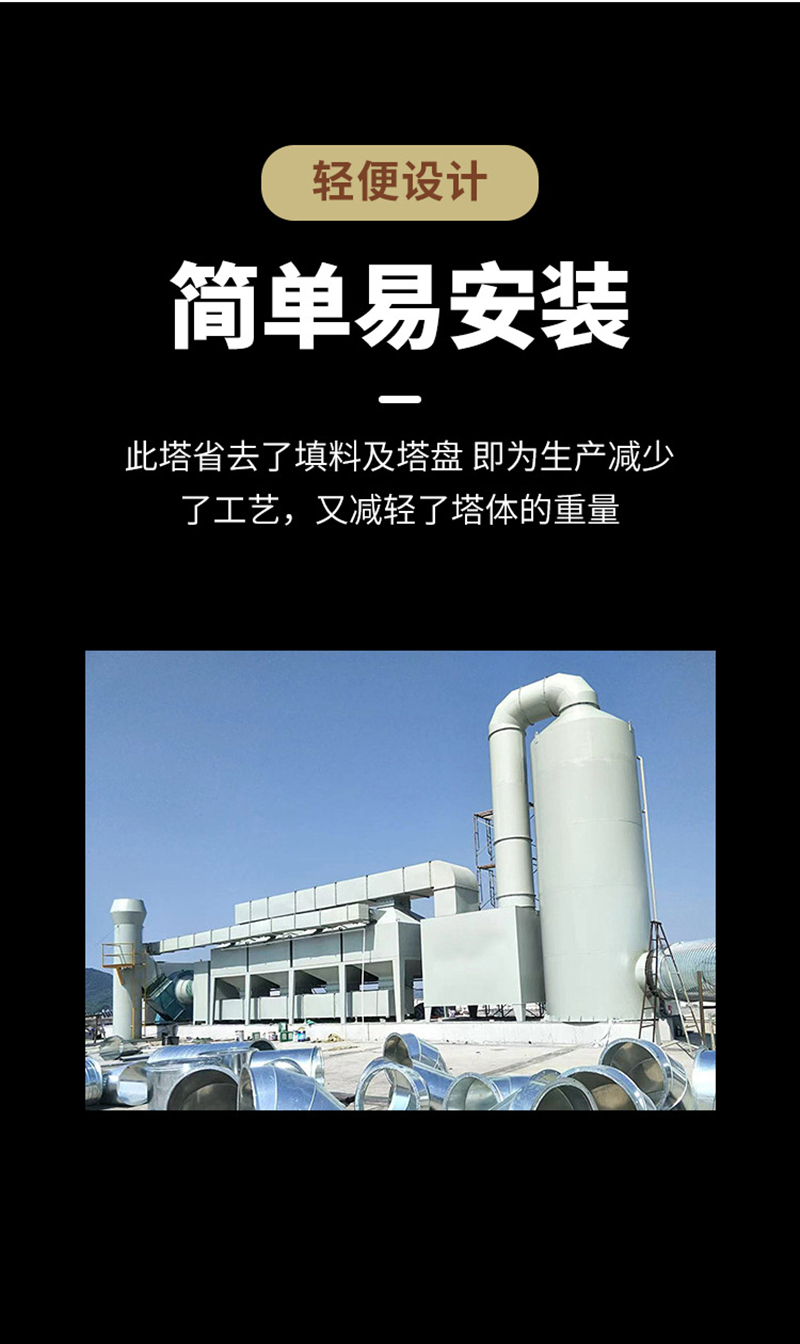 Mulan Chemical Workshop Waste Gas Treatment PP Spray Tower Waste Gas Washing Tower Equipment Extruder Waste Gas Treatment