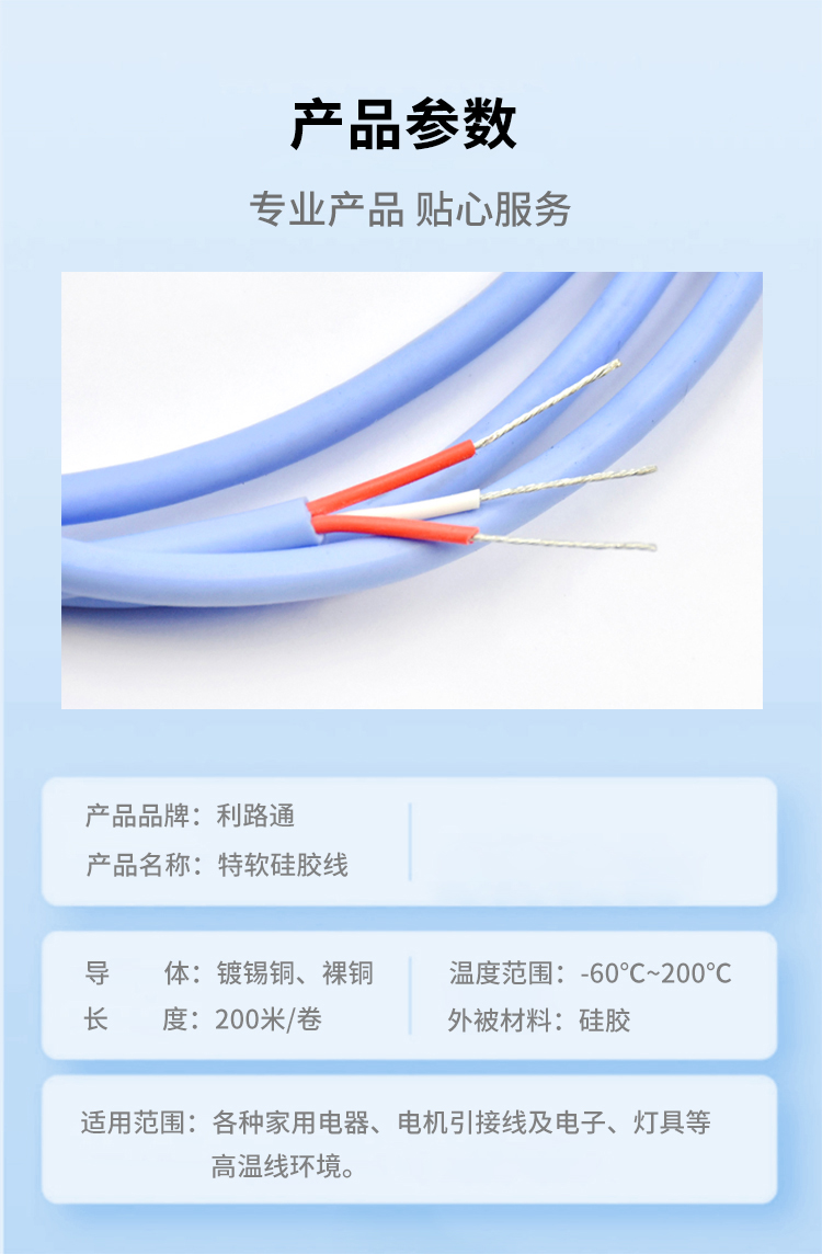 Customized multi-core high-temperature resistant extra soft silicone cable from Lilutong manufacturer, 12-28AWG