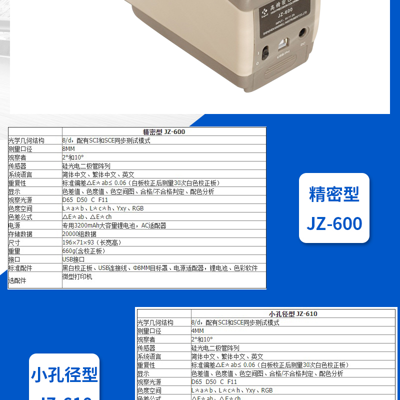 JZ-600 high-precision color difference analyzer microcomputer color analyzer spectrophotometer