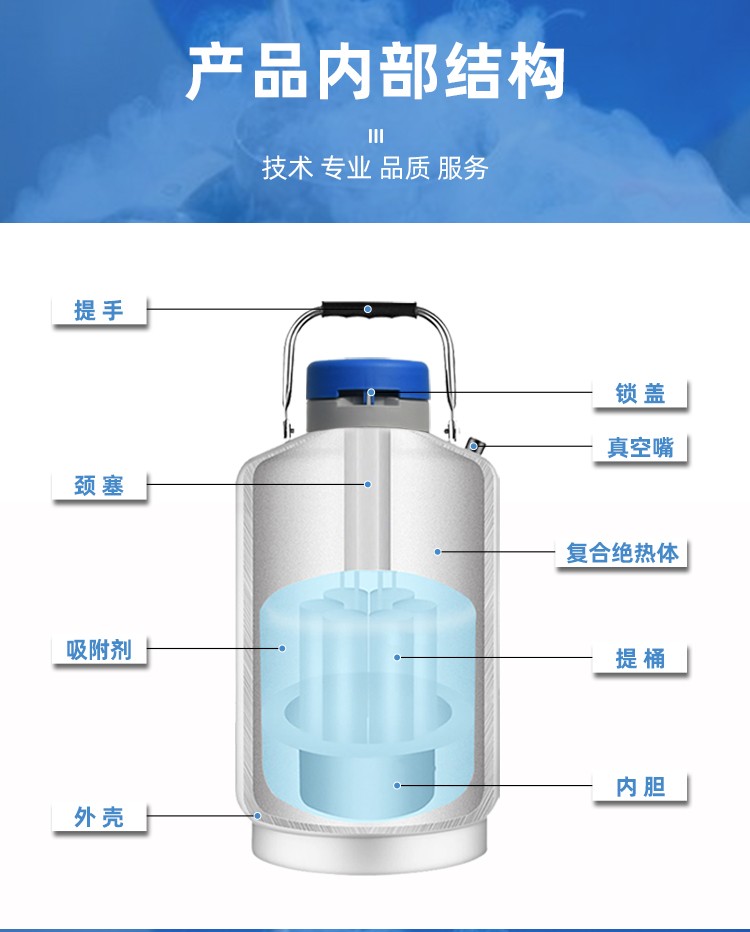 Liquid nitrogen tank beauty tank ice cream biological container portable 3/6/20L 2L 30L frozen semen tank Zhongpanxin