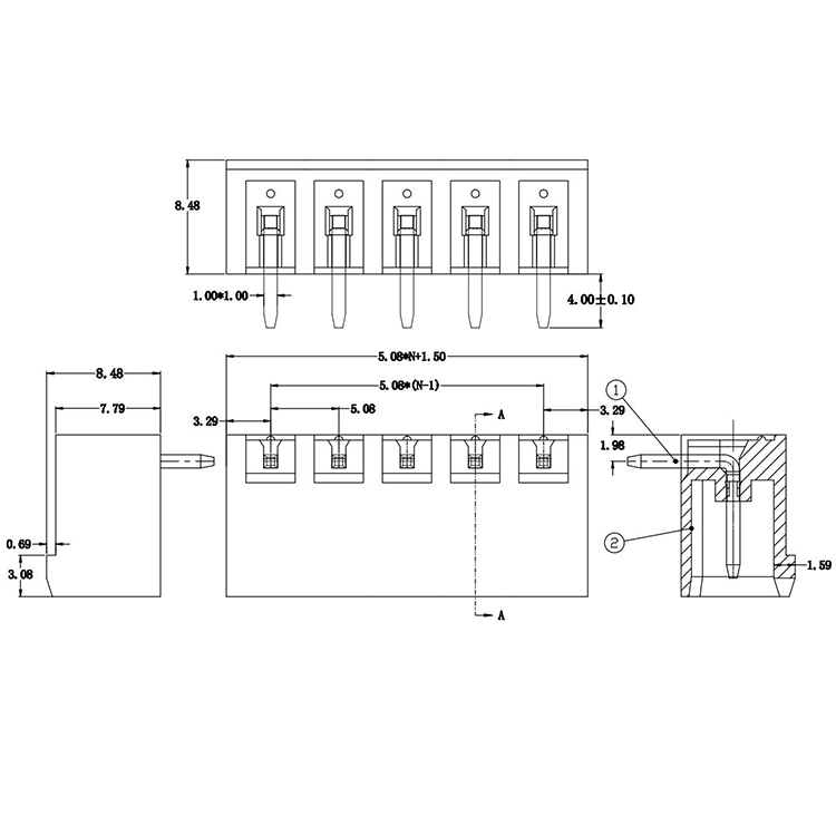 Hongyi PCB wiring terminal, green and environmentally friendly copper material, flame retardant and high-temperature resistant for three-phase power instruments