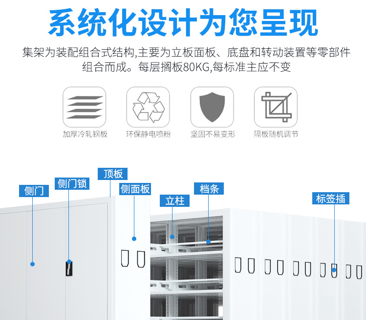 Computer controlled track dense cabinet file dense rack data cabinet appearance electrostatic spray molding