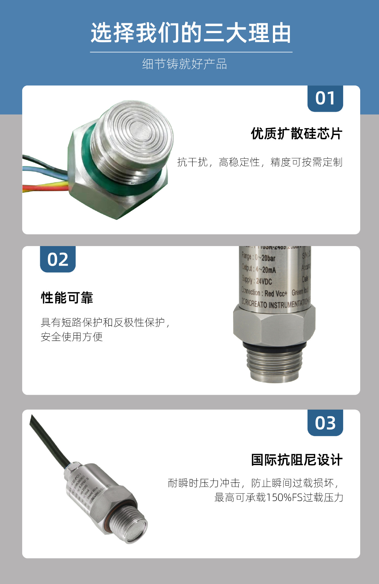 Zhuoran Tiangong flat film threaded stainless steel pressure transmitter remote transmission explosion-proof, explosion-proof, and anti-corrosion sensor can be customized