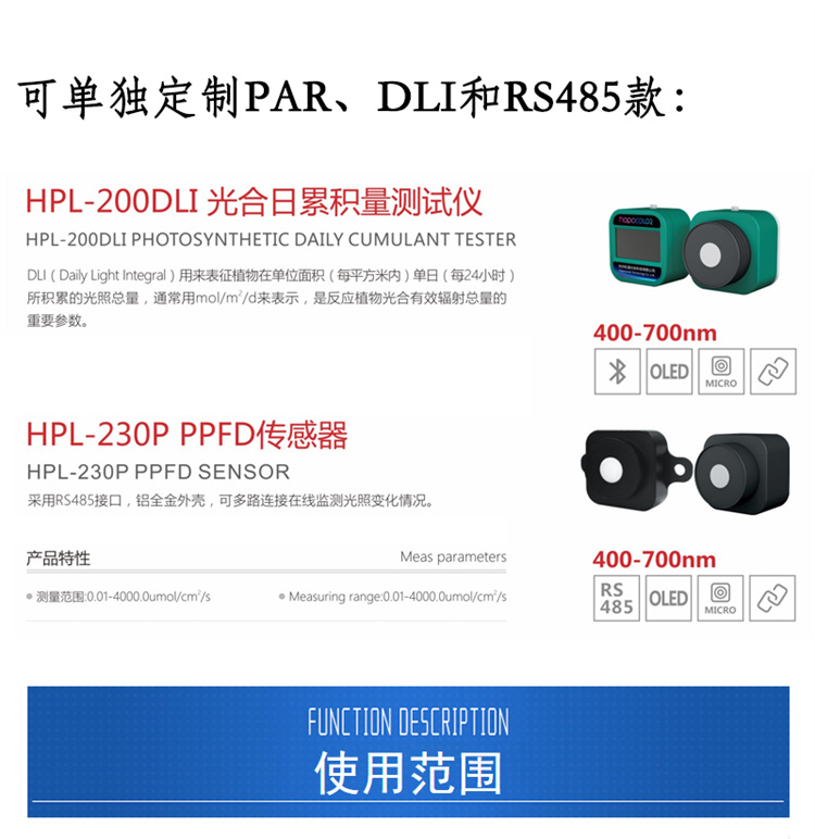 LED light illuminance meter, plant lighting PPFD light quantity sub meter, PAR detection stroboscope, Bluetooth irradiance meter