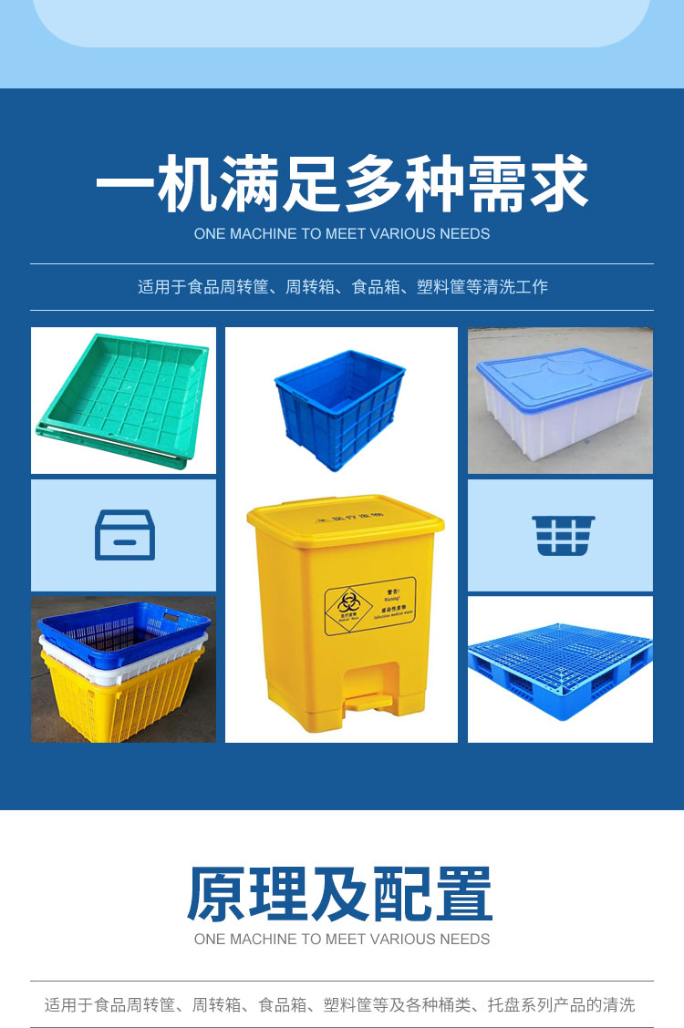 High pressure spray basket washing machine Egg tray cleaning machine Fruit and vegetable plastic box washing machine Stainless steel material