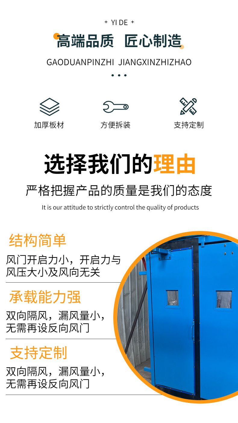 Mining fully automatic pressure free air door ZMK-127, with sturdy and durable steel structure, supplied by Yide